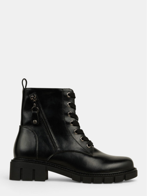 Bottines noires lacet zip...