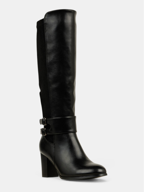 Bottes à talon bi-matières...