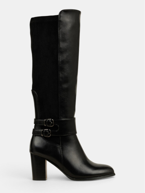 Bottes à talon bi-matières...