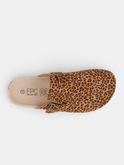 Mules motif léopard femme...