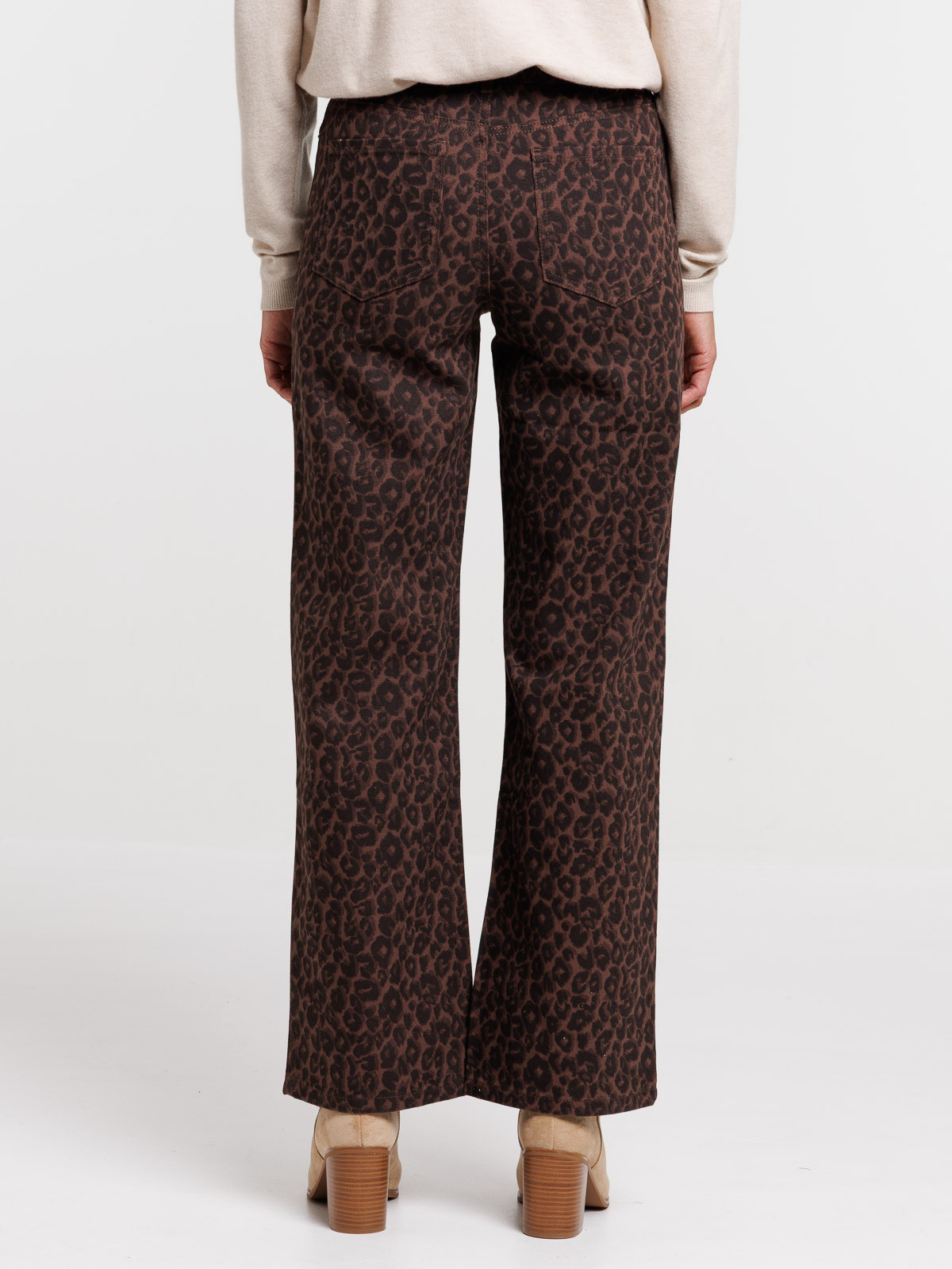 Pantalon large motif léopard femme