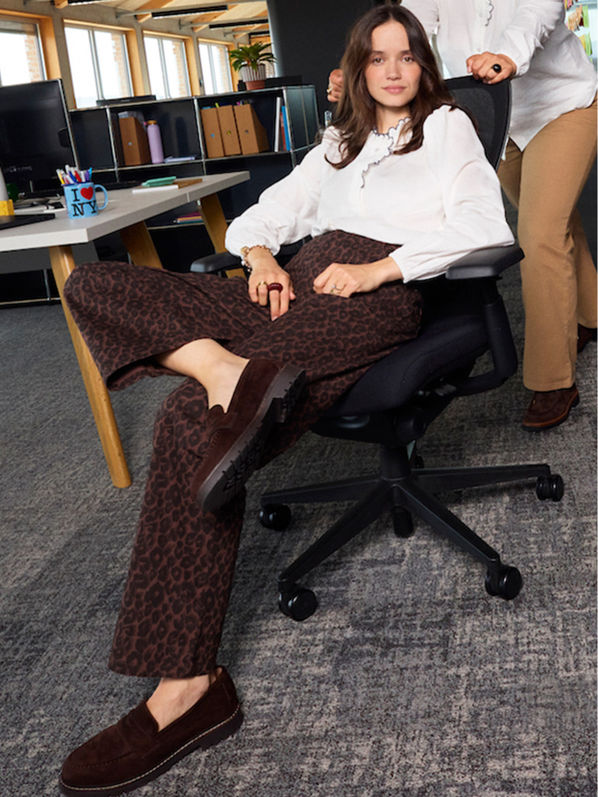 Pantalon large motif léopard femme
