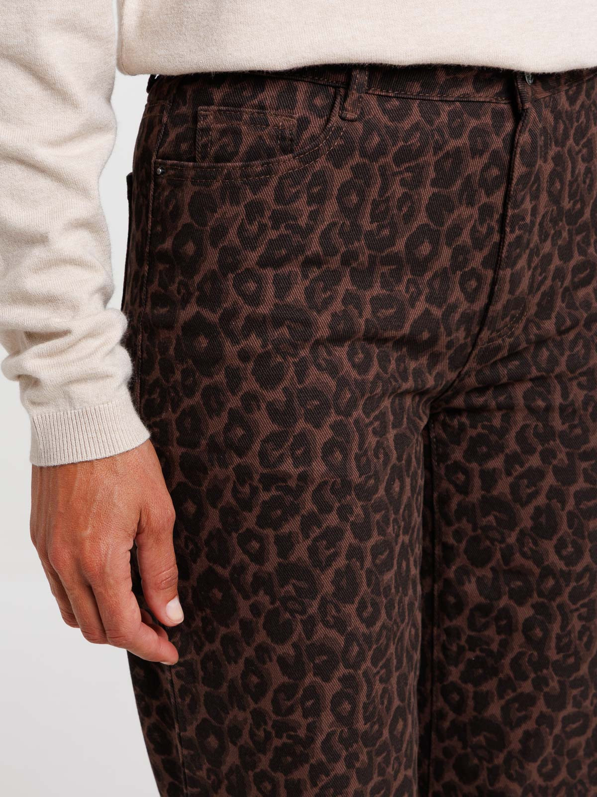 Pantalon large motif léopard femme