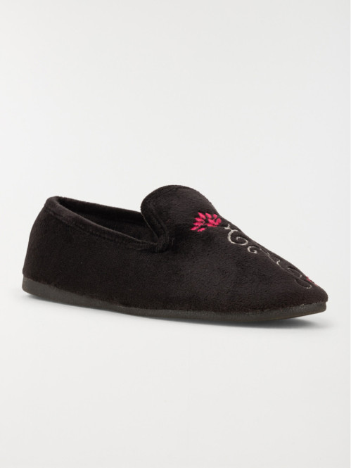 Chausson noir fleur brodé...