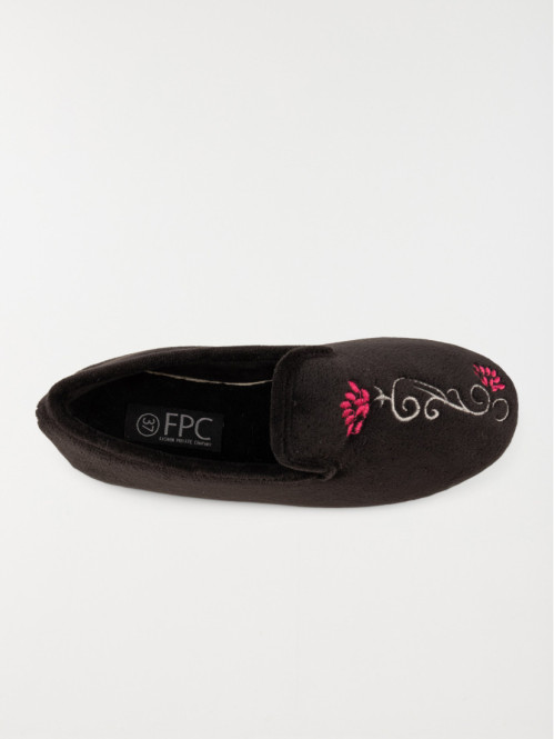 Chausson noir fleur brodé...