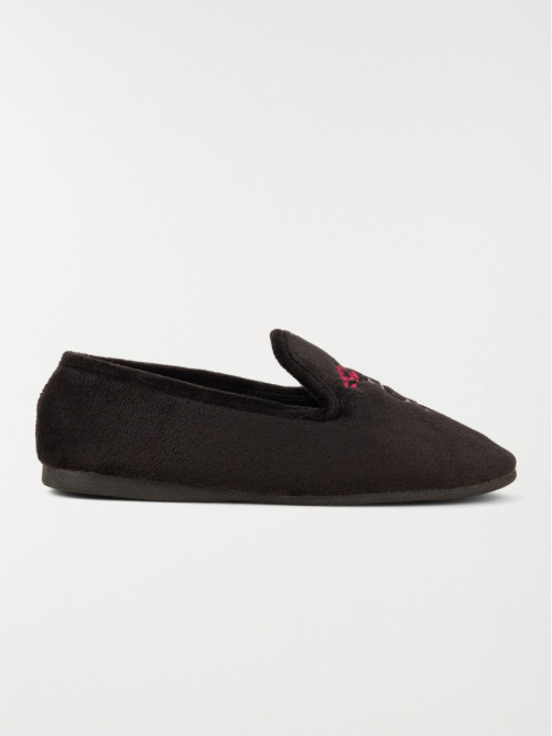 Chausson noir fleur brodé...