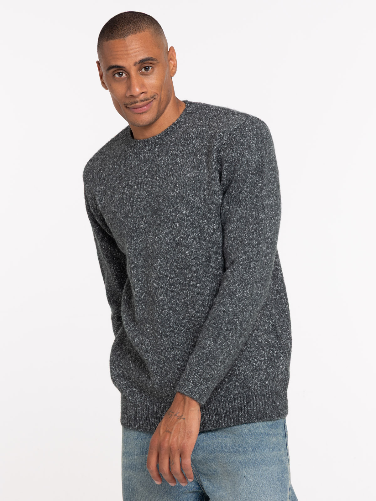 Pull maille moulinée col rond homme Pull maille moulinée col rond homme