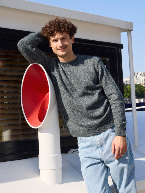 Pull maille moulinée col...