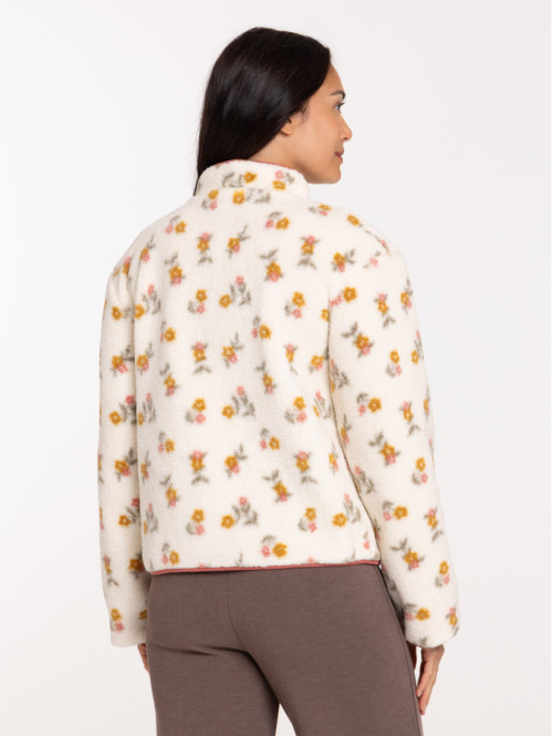 Sweat sherpa fleuri femme