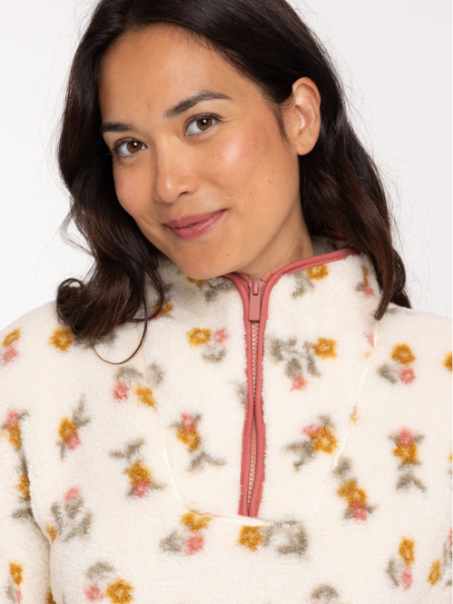 Sweat sherpa fleuri femme
