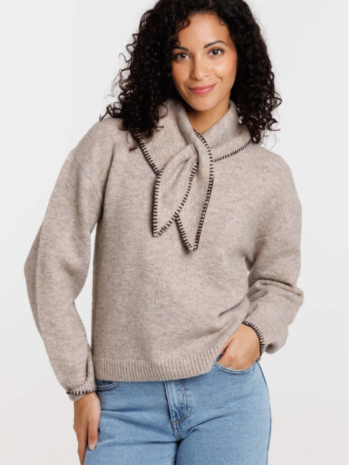 Pull foulard amovible beige...