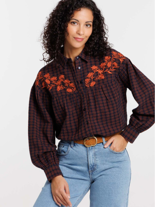 Chemise à carreaux brodée...