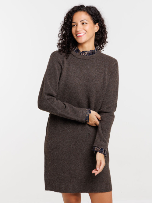 Robe pull effet 2-en-1 femme