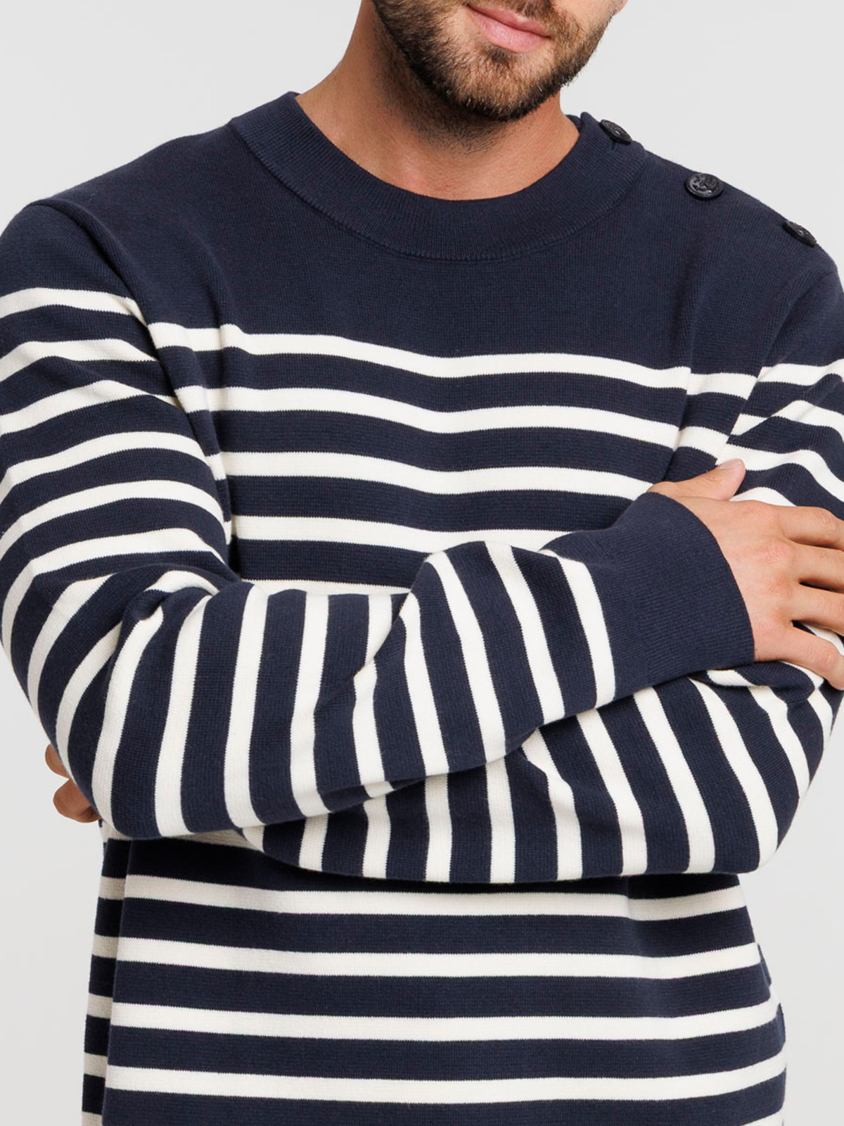 Pull rayé col rond homme