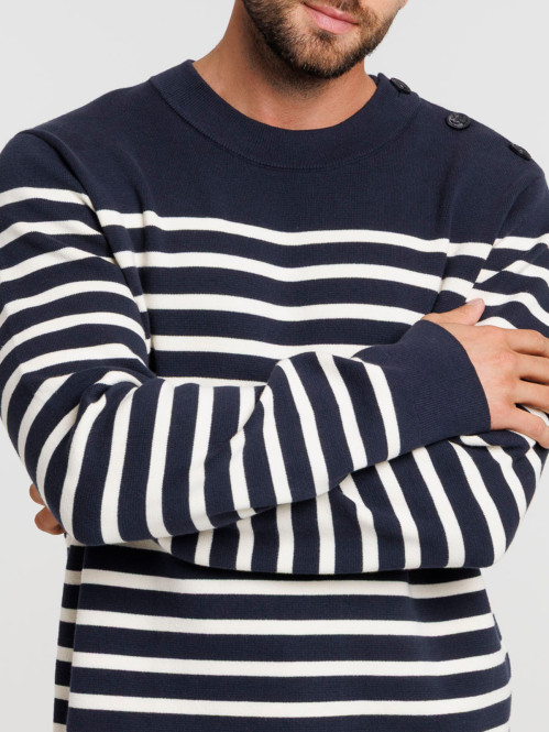 Pull rayé col rond homme