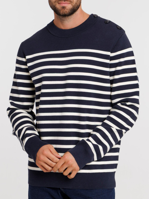 Pull rayé col rond homme