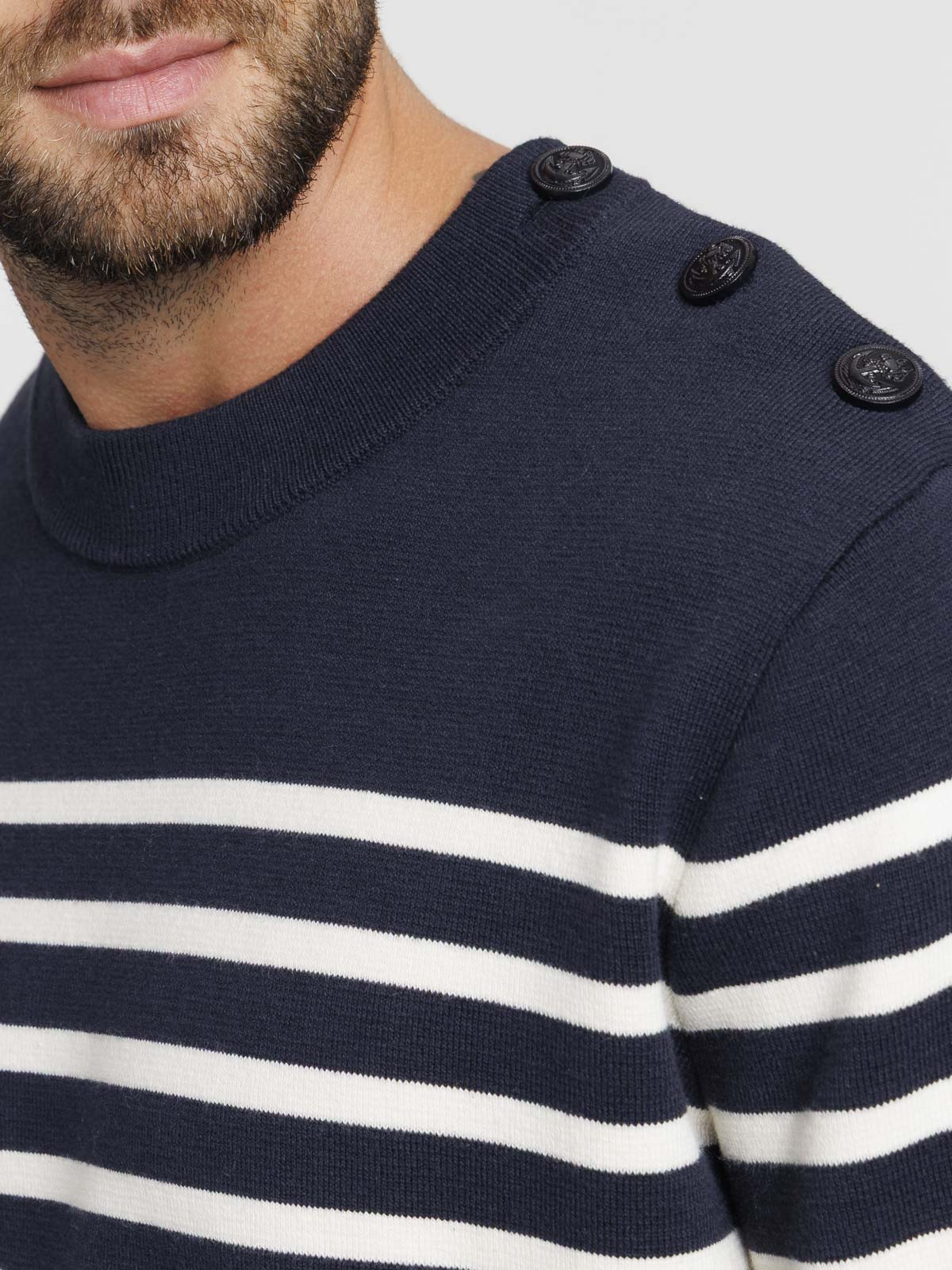 Pull rayé col rond homme