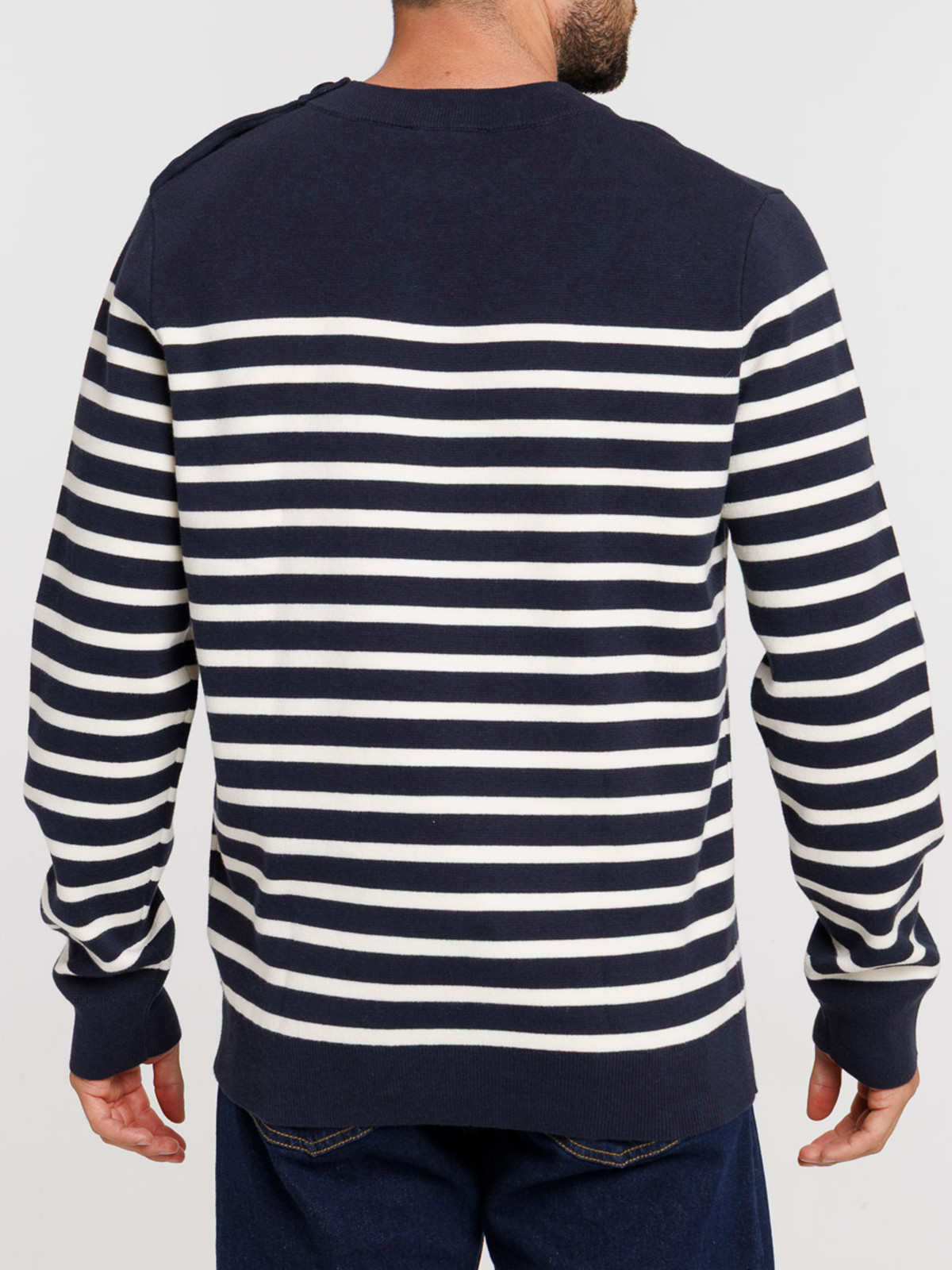 Pull rayé col rond homme