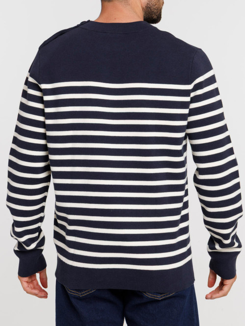Pull rayé col rond homme