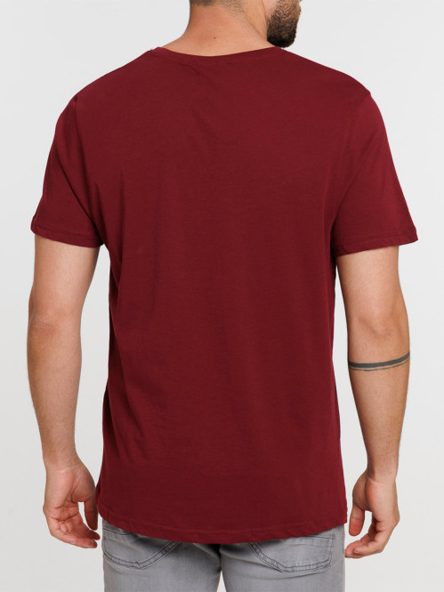T-shirt col V pourpre homme