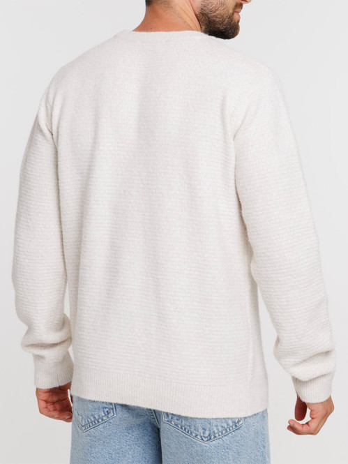 Pull beige col rond homme