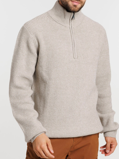 Pull zippé col montant homme