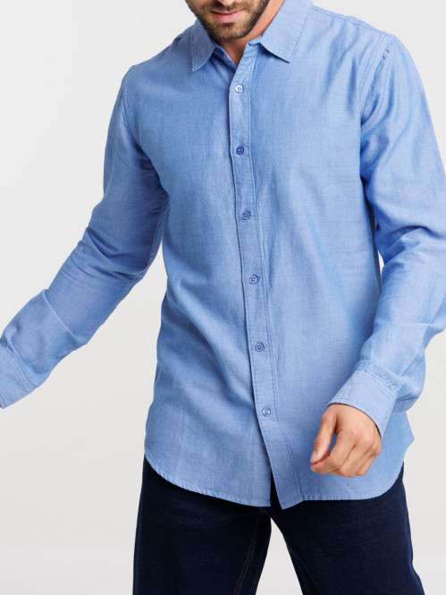 Chemise coton bleue homme
