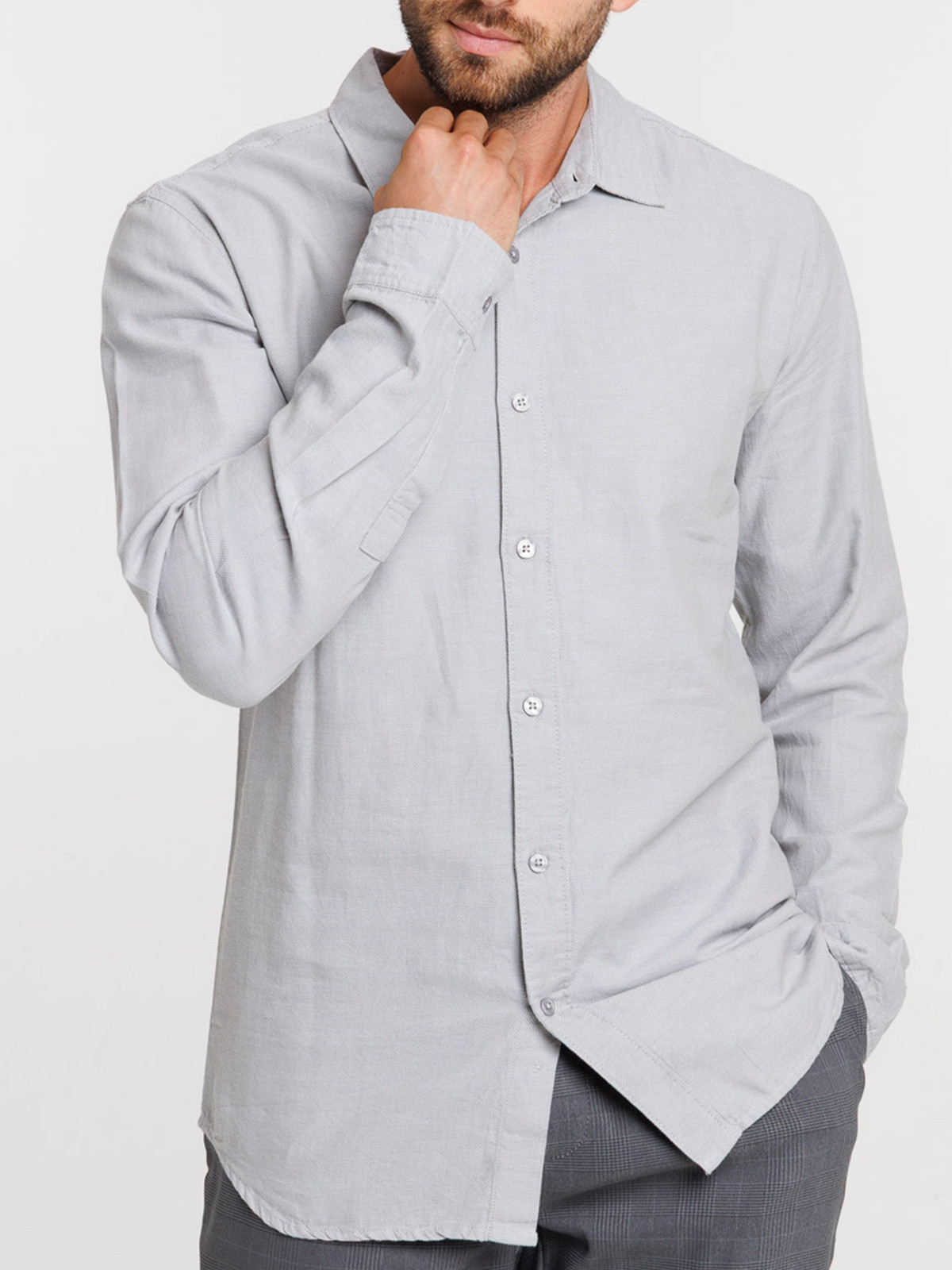 Chemise coton coloris neutre homme
