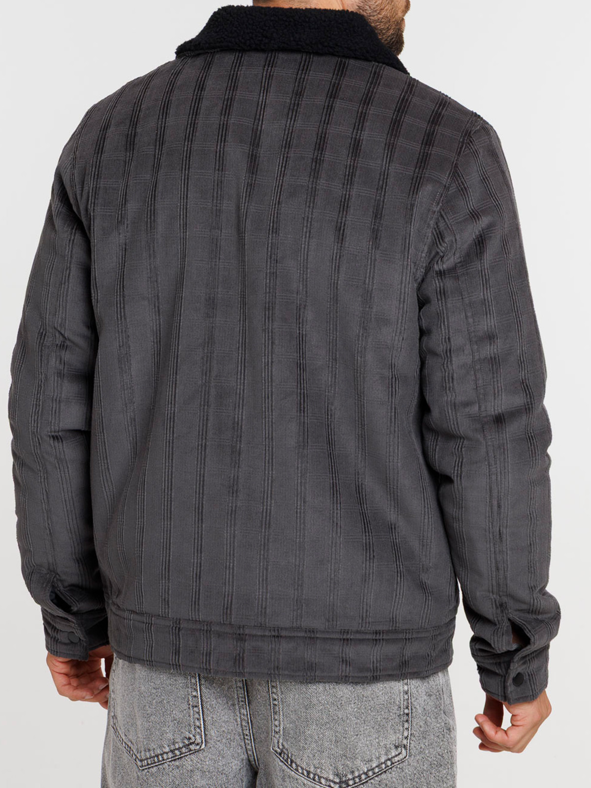 Blouson à carreaux col sherpa homme
