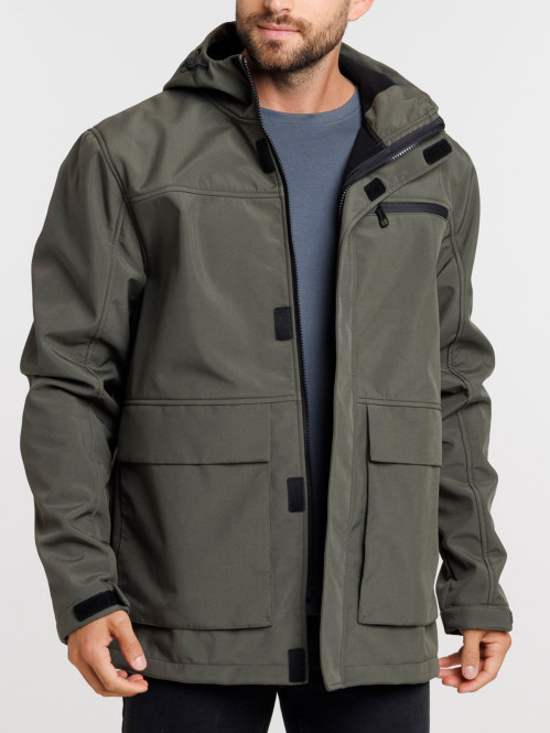 Blouson kaki à capuche homme