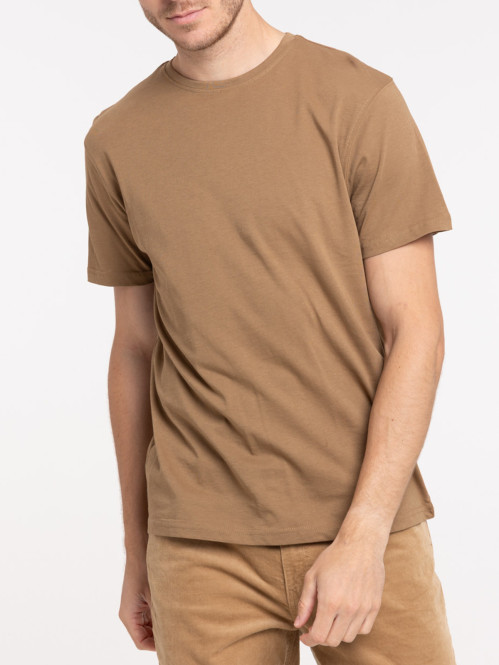 T-shirt col rond café foncé...