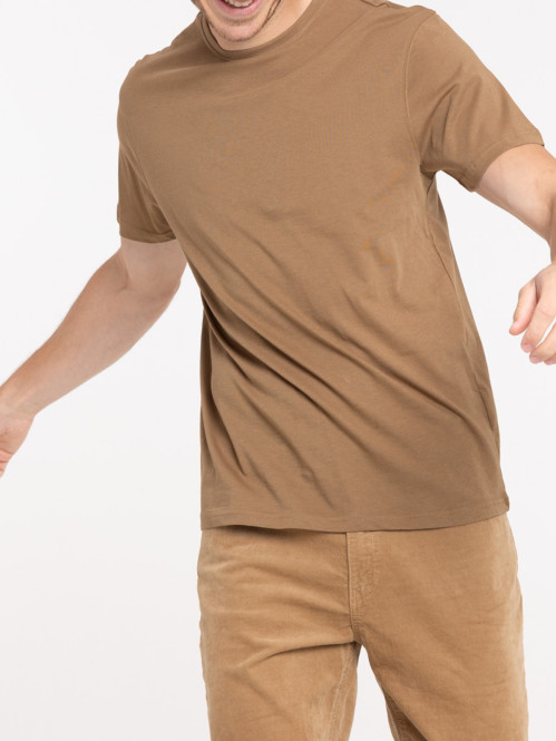 T-shirt col rond café foncé...