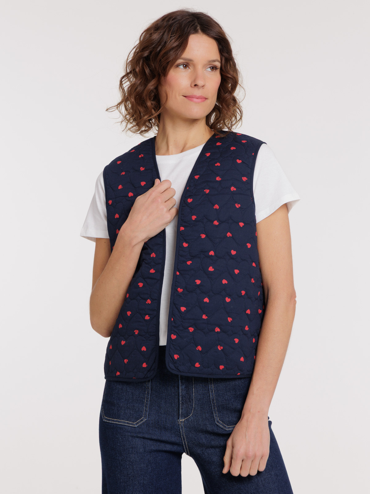 Veste sans manches coeurs femme