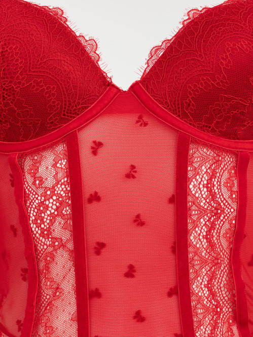 Body dentelle rouge femme...