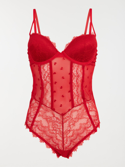 Body dentelle rouge femme...