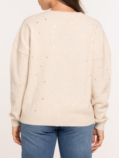 Pull à pois col rond femme