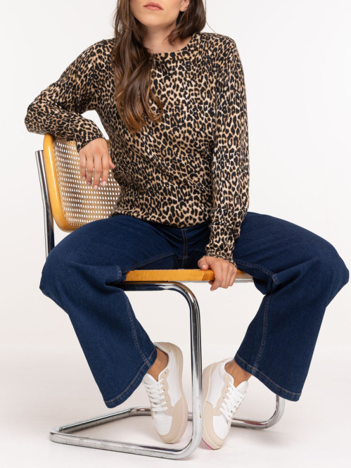 Pull léopard femme