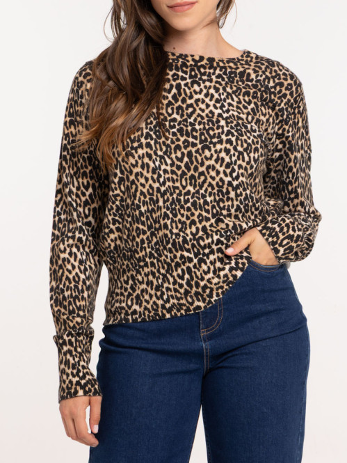 Pull léopard femme