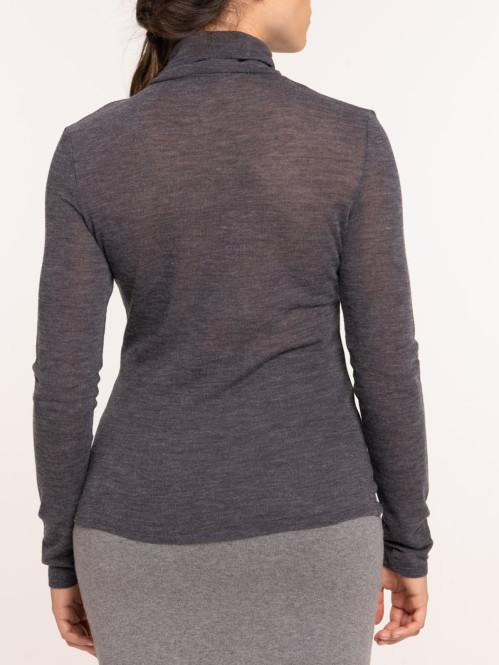T-shirt col roulé gris...