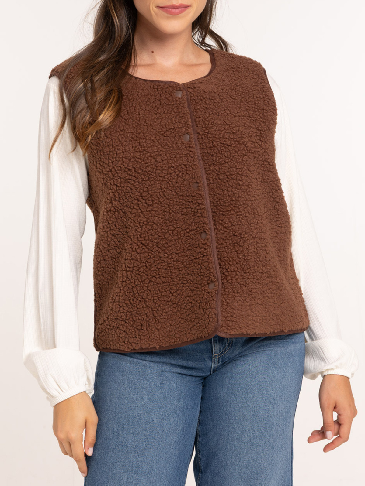 Veste sans manches marron femme Veste sans manches marron femme