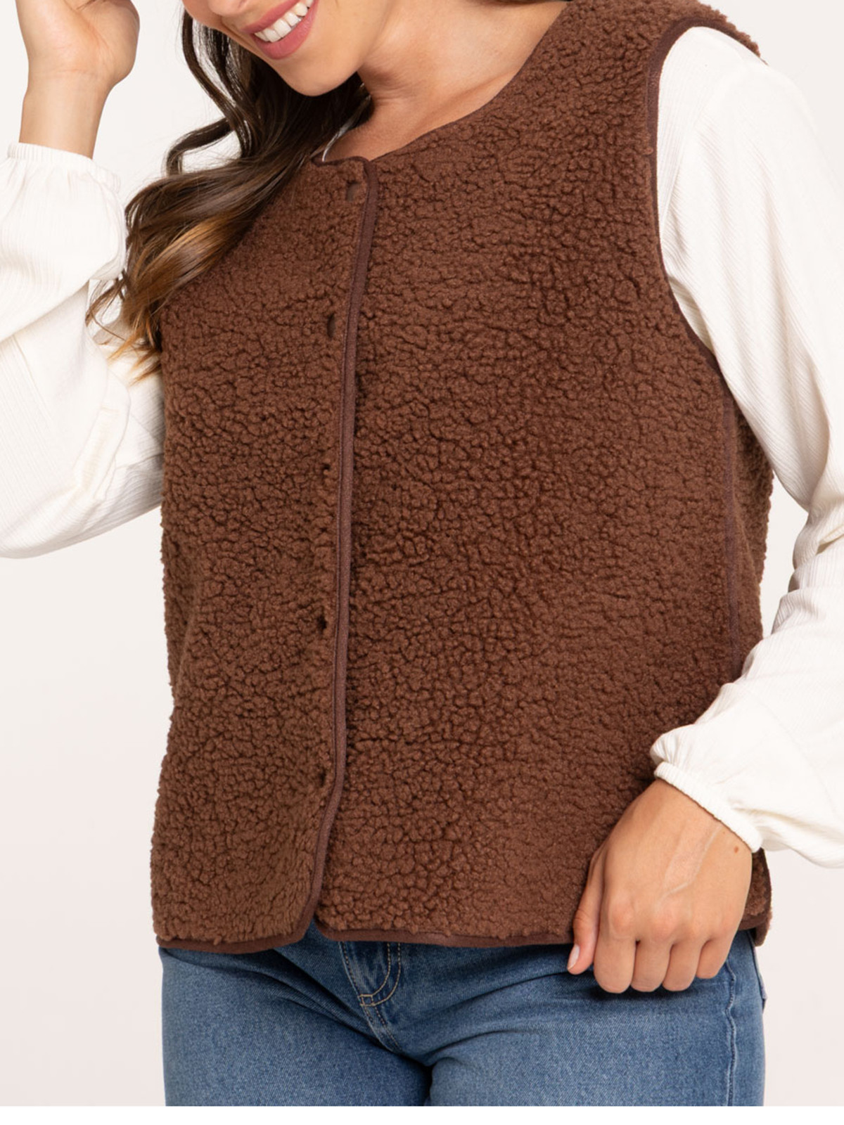 Veste sans manches marron femme Veste sans manches marron femme
