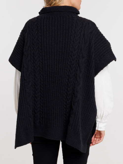 Poncho noir femme