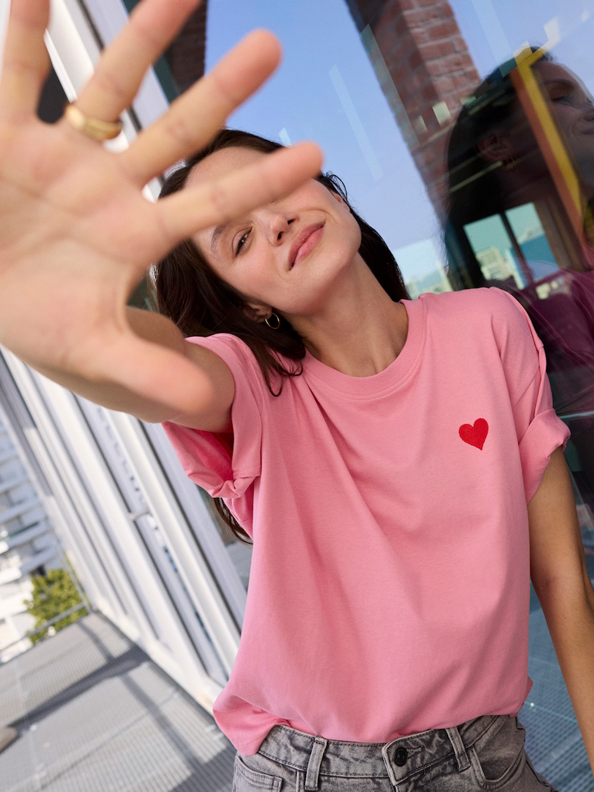 T-shirt coeur brodé femme T-shirt coeur brodé femme