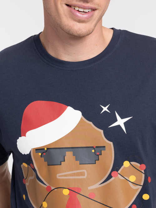 T-shirt de Noël marine homme