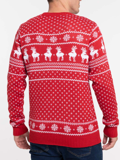 Pull de Noël rouge opéra homme