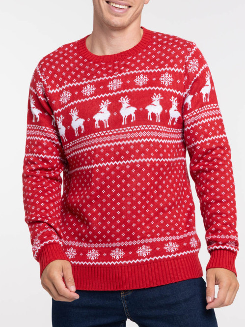 Pull de Noël rouge opéra homme
