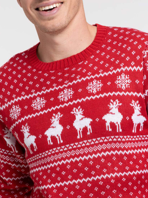 Pull de Noël rouge opéra homme