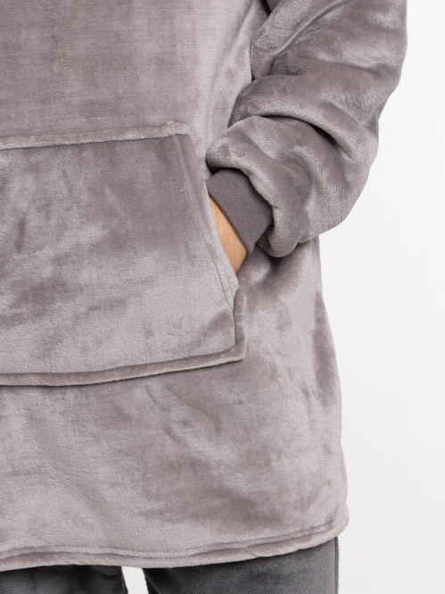 Sweat plaid uni gris homme
