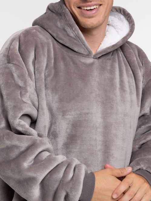 Sweat plaid uni gris homme