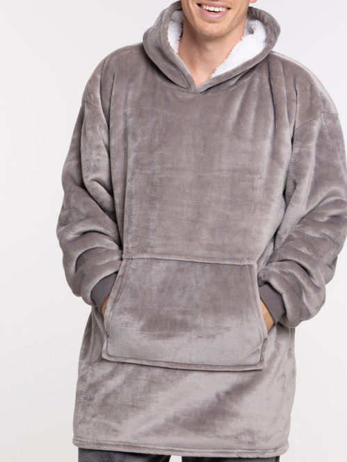 Sweat plaid uni gris homme